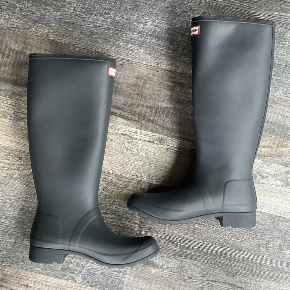 Hunter Original Tour Women's Casual tall Rubber rain Boots woman's Size 9 Gray